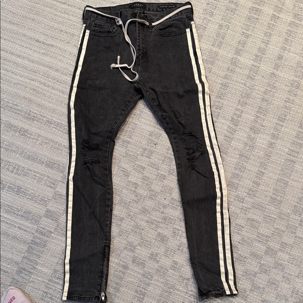 PacSun Black Skinny Jeans with White Stripes